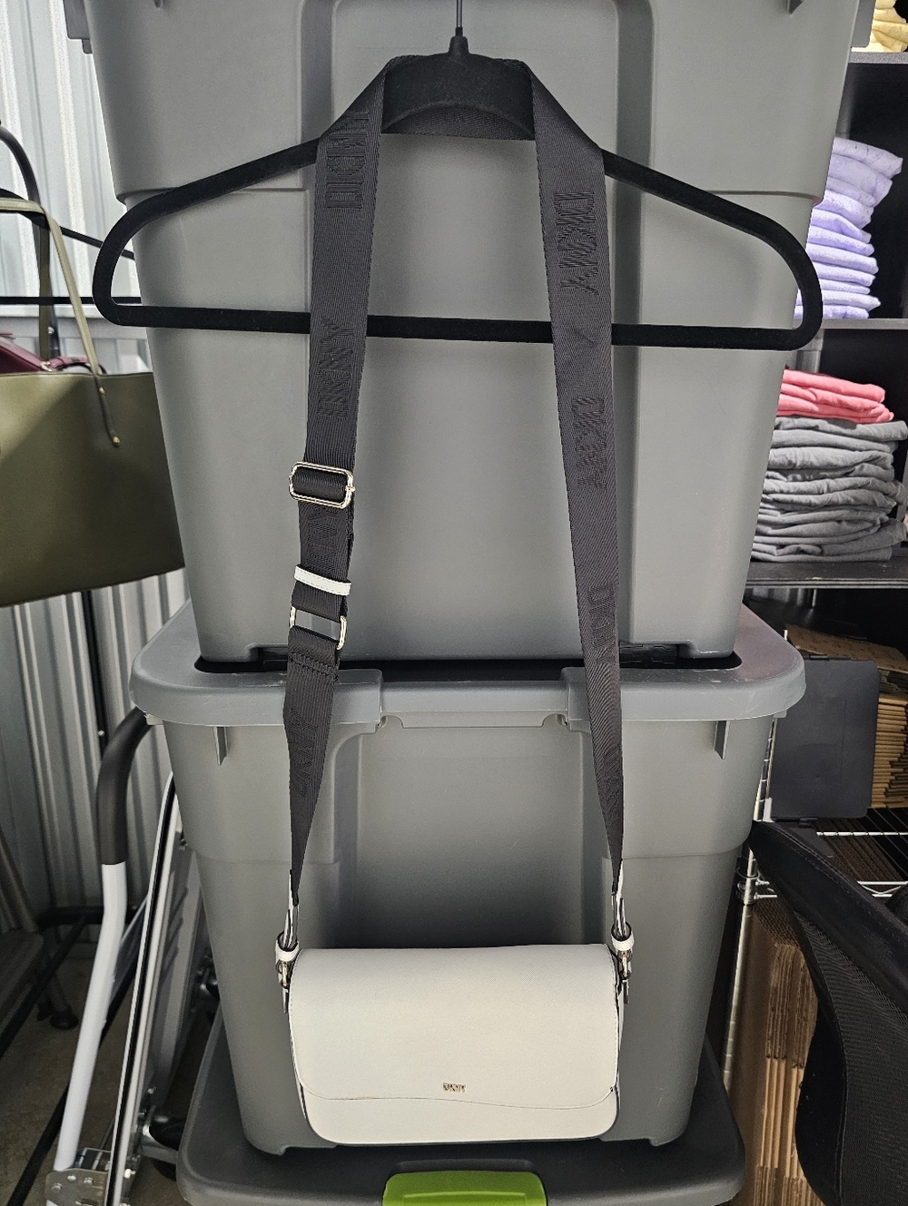 DKNY White Leather Crossbody with Black Strap - Picture 2 of 7